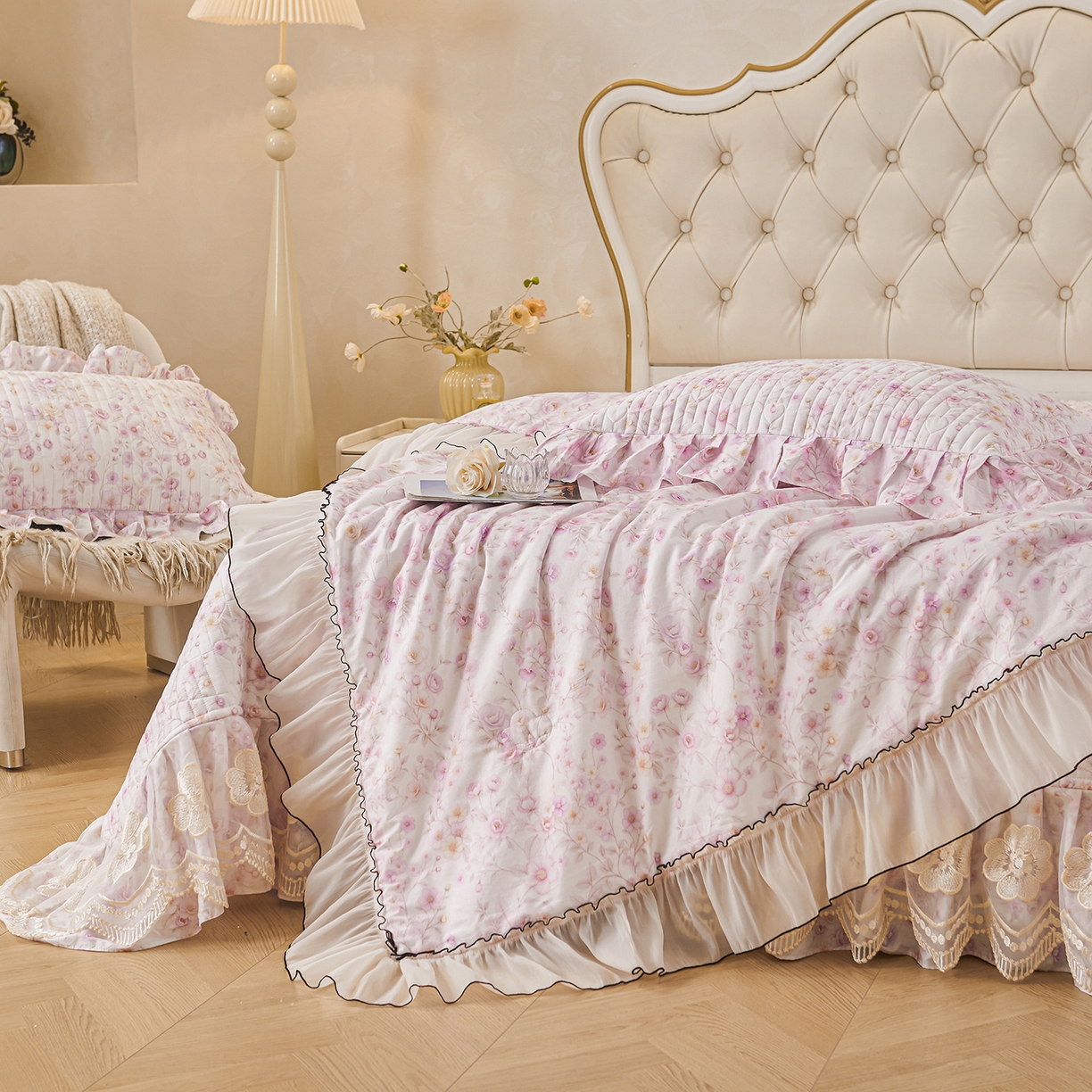 91家纺网 家纺一手货源 找家纺 宜凡家纺 2026新款全棉数码印花夏被床盖四件套②号系列 恬静