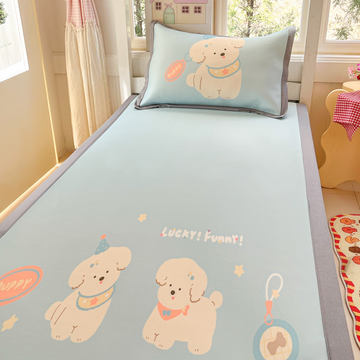 91家纺网 家纺一手货源 找家纺 川悦生活 2026新款凉豆豆大阪卡通学生床凉席席子凉席 尼塔小汪