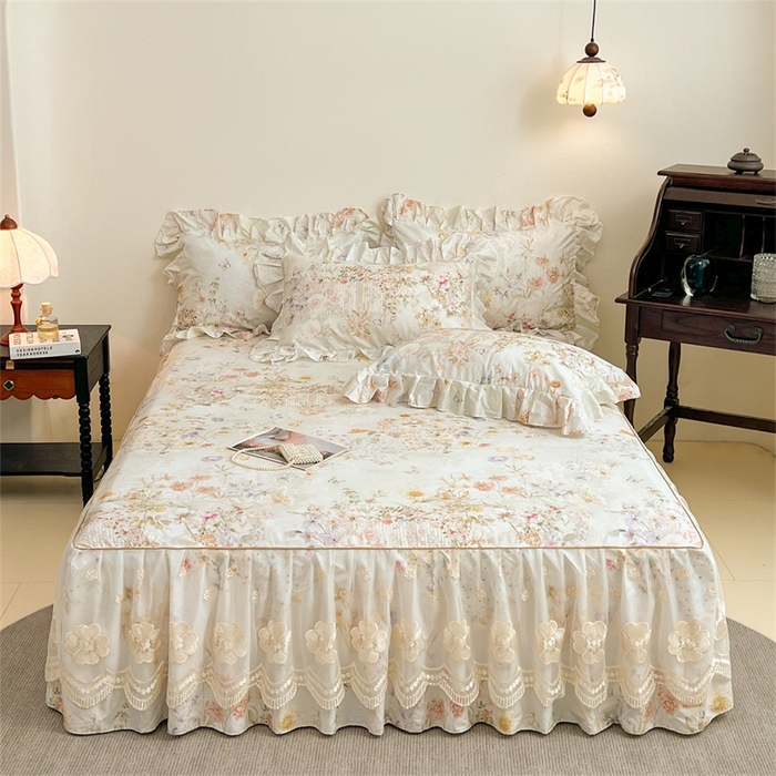 91家纺网 家纺一手货源 找家纺 （总）宜凡家纺 2026新款全棉数码印花单层床裙②号系列三件套