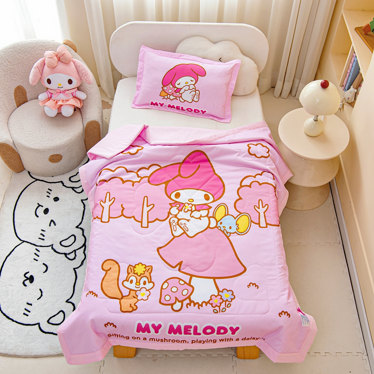 乐秀家纺 2026新款三丽鸥大版全棉幼儿园空调被纯棉儿童夏凉被 蘑菇美乐蒂