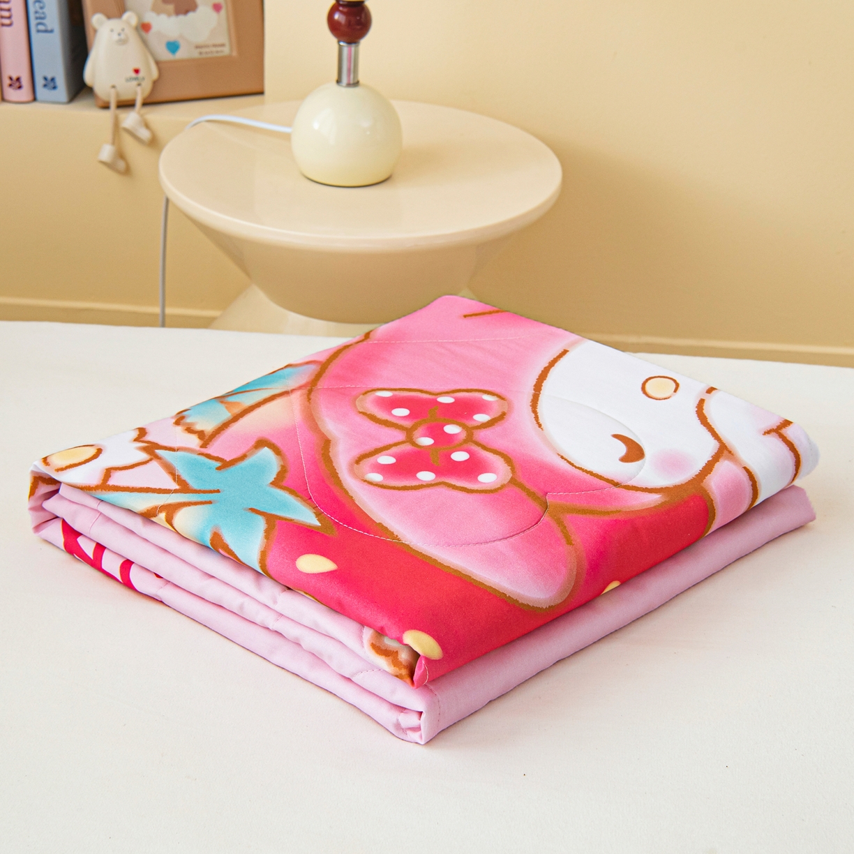 91家纺网 家纺一手货源 找家纺 乐秀家纺 2026新款三丽鸥大版全棉幼儿园空调被纯棉儿童夏凉被 睡梦美乐蒂