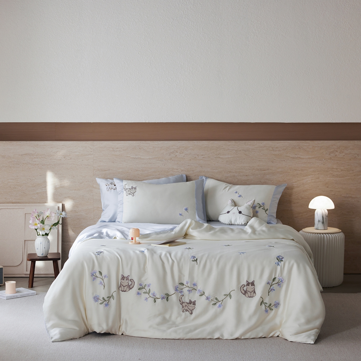 91家纺网 家纺一手货源 找家纺 （总）风向标家纺 2026新款兰精天丝绣花四件套-萌宠系列