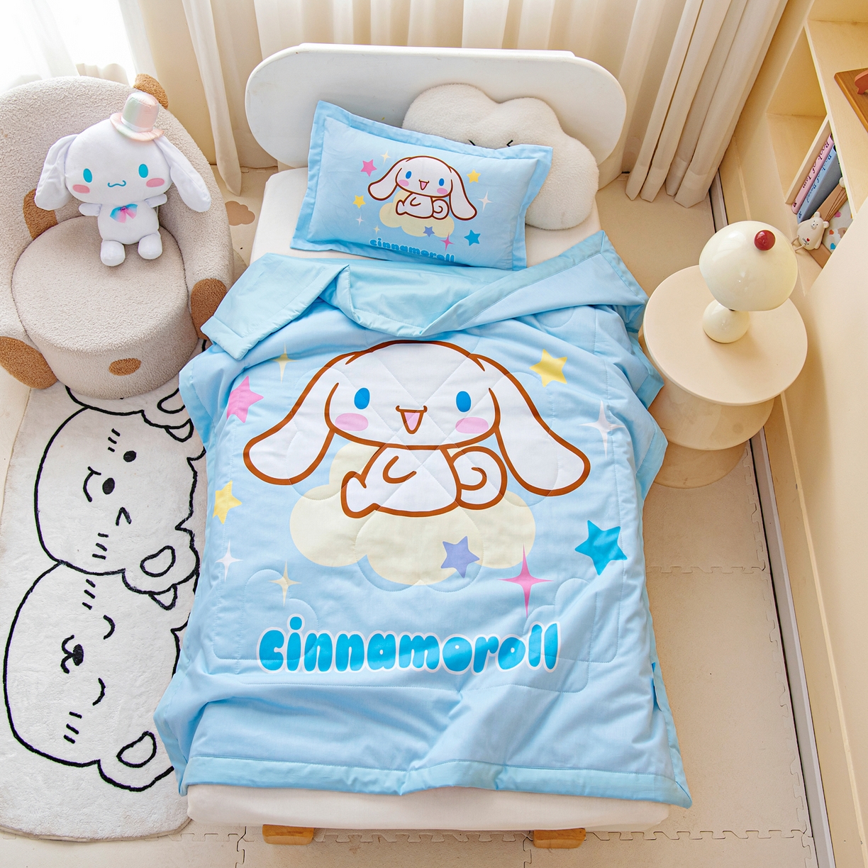 91家纺网 家纺一手货源 找家纺 乐秀家纺 2026新款三丽鸥大版全棉幼儿园空调被纯棉儿童夏凉被 星星玉桂狗