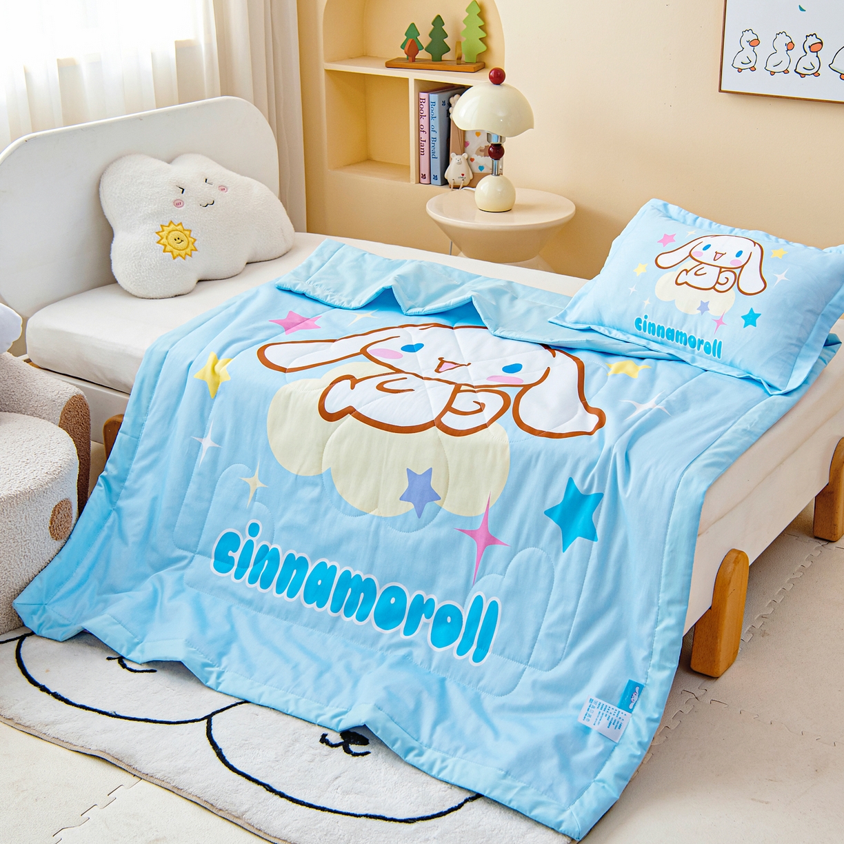 91家纺网 家纺一手货源 找家纺 乐秀家纺 2026新款三丽鸥大版全棉幼儿园空调被纯棉儿童夏凉被 星星玉桂狗