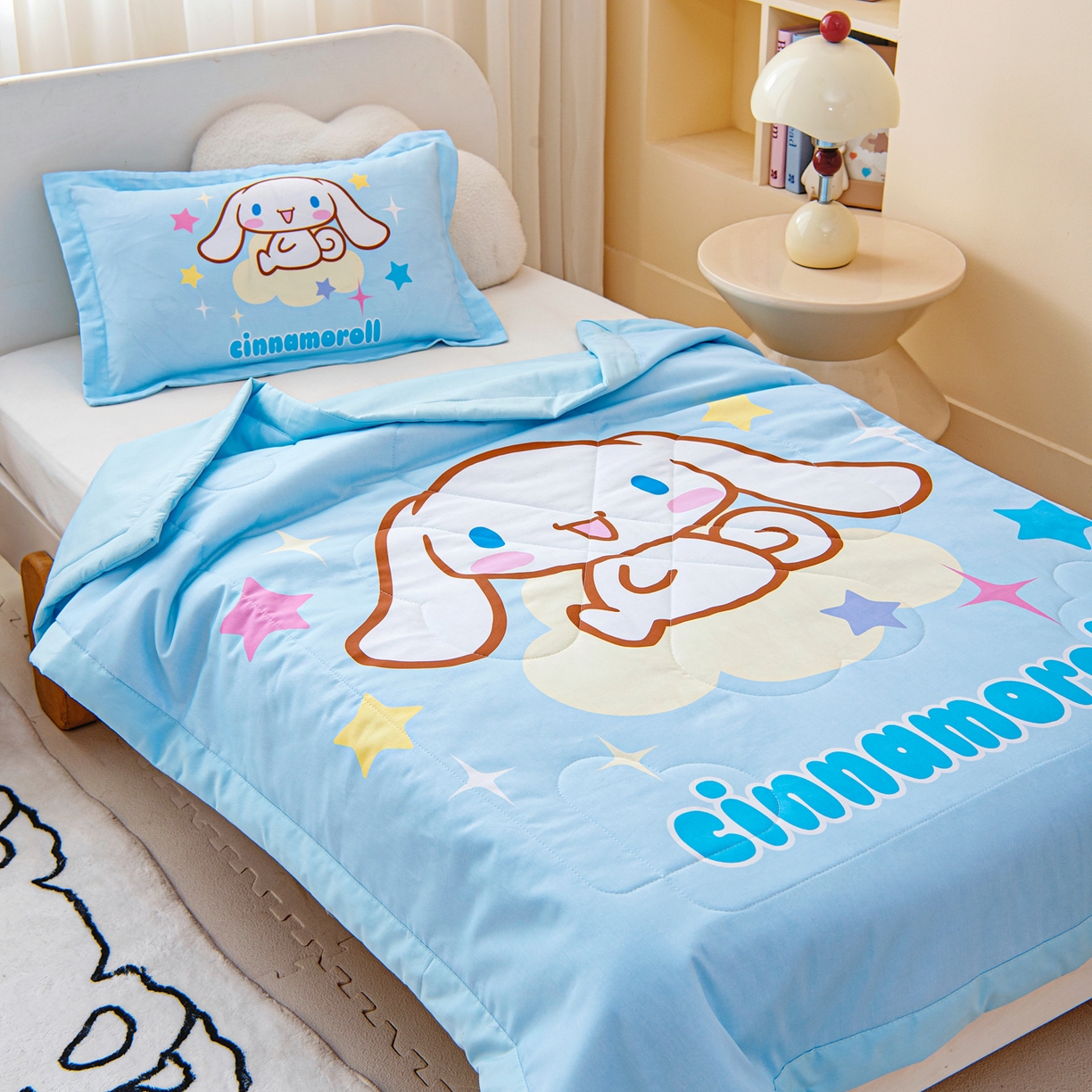 91家纺网 家纺一手货源 找家纺 乐秀家纺 2026新款三丽鸥大版全棉幼儿园空调被纯棉儿童夏凉被 星星玉桂狗