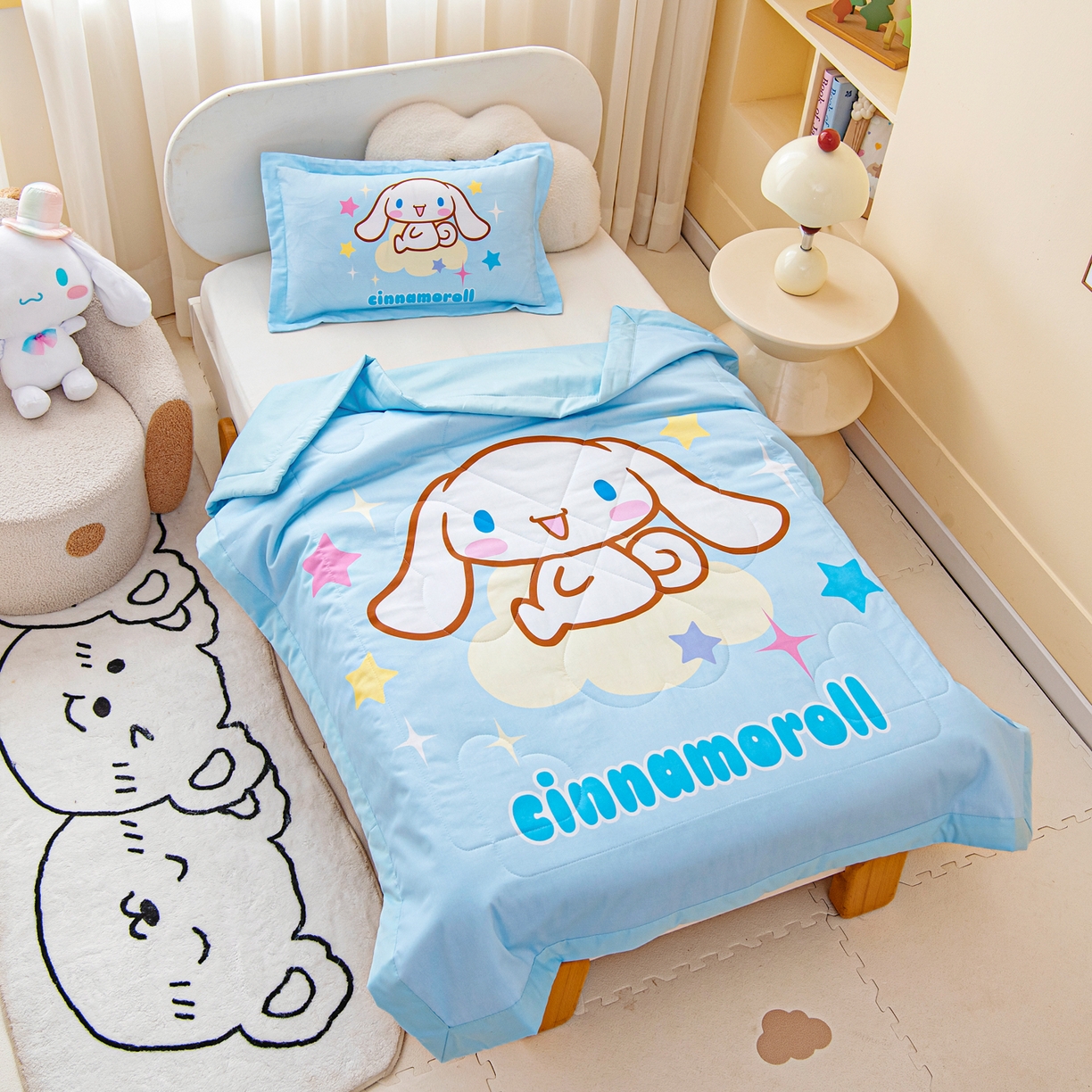 91家纺网 家纺一手货源 找家纺 乐秀家纺 2026新款三丽鸥大版全棉幼儿园空调被纯棉儿童夏凉被 星星玉桂狗