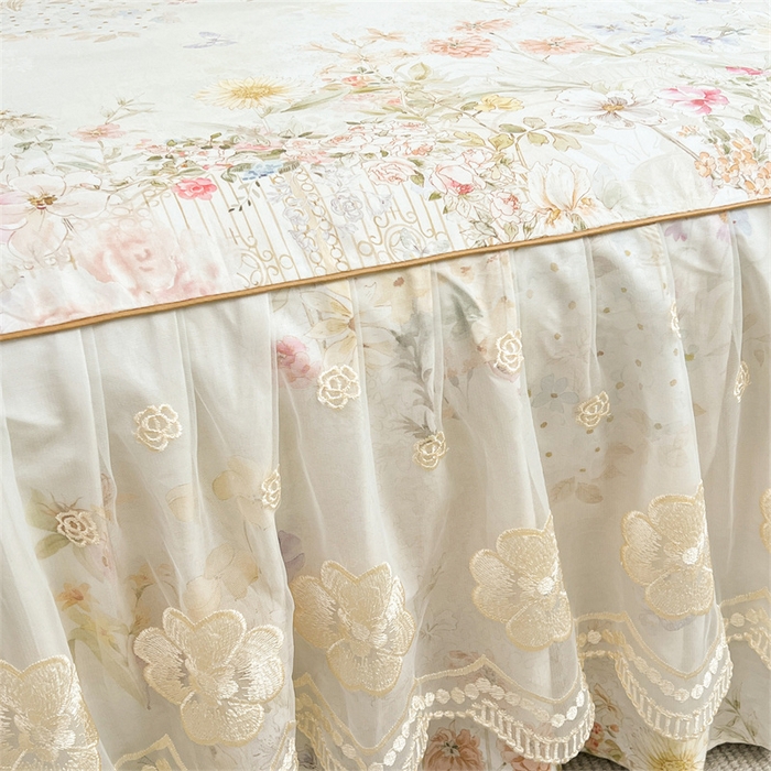 91家纺网 家纺一手货源 找家纺 宜凡家纺 2026新款全棉数码印花单层床裙②号系列三件套 春旭