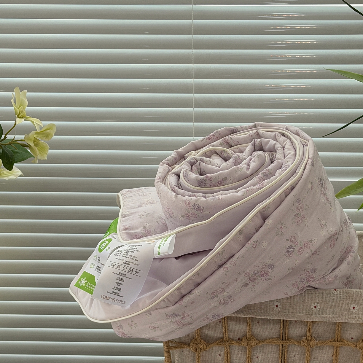 91家纺网 家纺一手货源 找家纺 佰织鑫家居 2026新款全棉双层纱锦氨凉感夏凉被空调被 浅夏