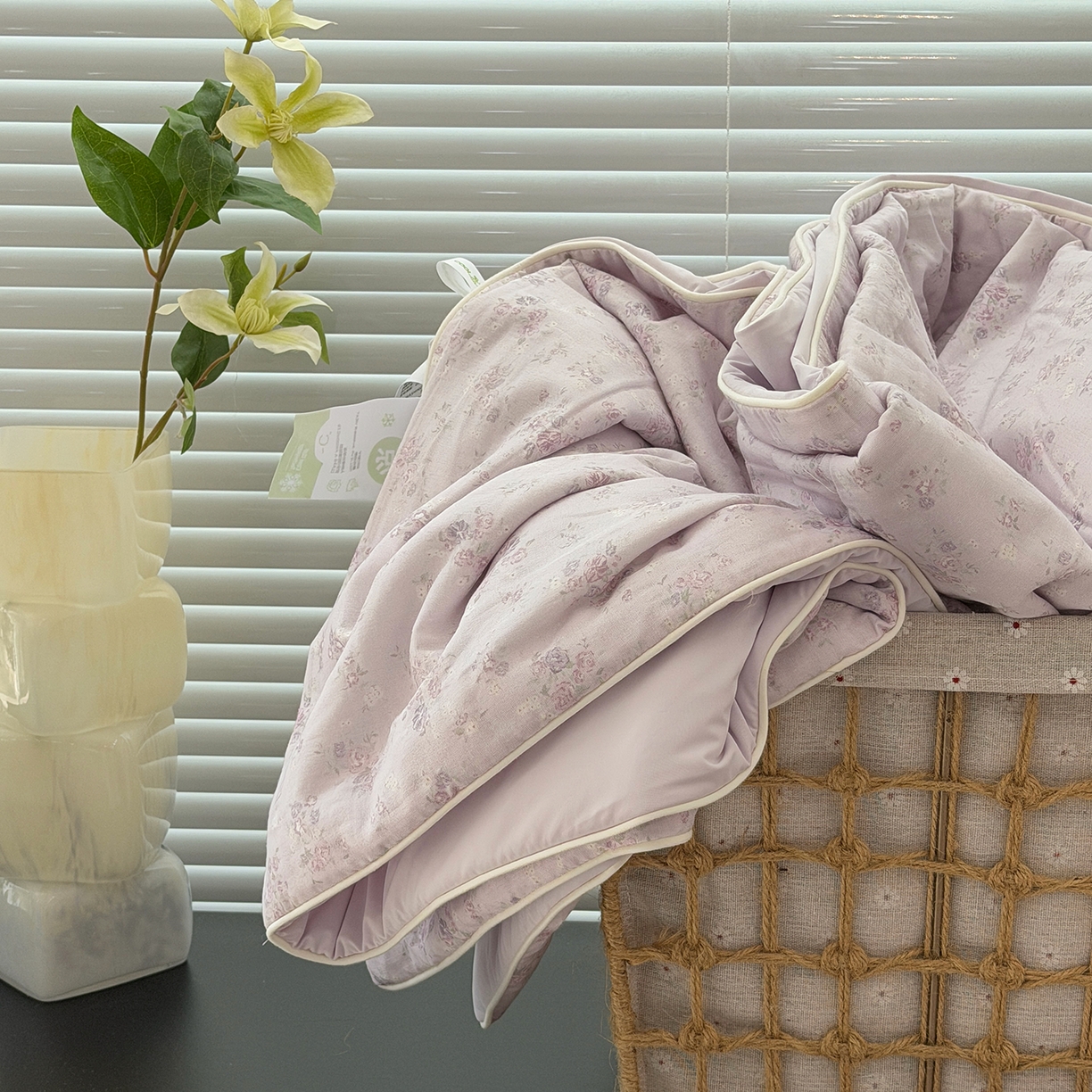 91家纺网 家纺一手货源 找家纺 佰织鑫家居 2026新款全棉双层纱锦氨凉感夏凉被空调被 浅夏