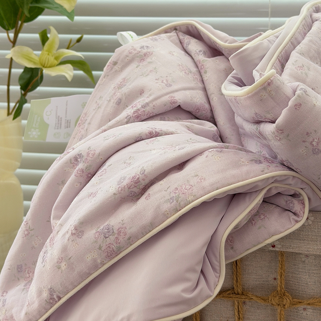 91家纺网 家纺一手货源 找家纺 佰织鑫家居 2026新款全棉双层纱锦氨凉感夏凉被空调被 浅夏