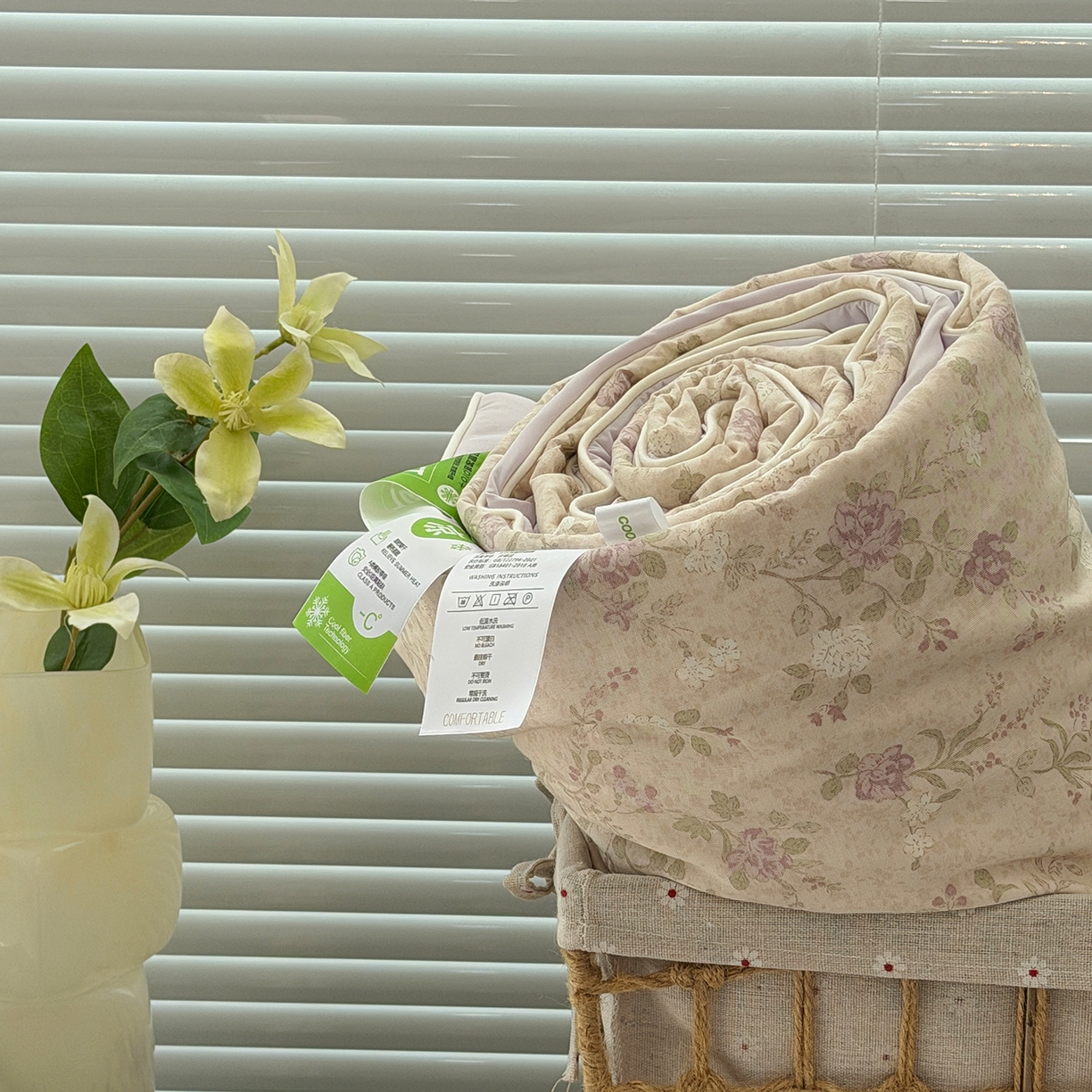 91家纺网 家纺一手货源 找家纺 佰织鑫家居 2026新款全棉双层纱锦氨凉感夏凉被空调被 晚香