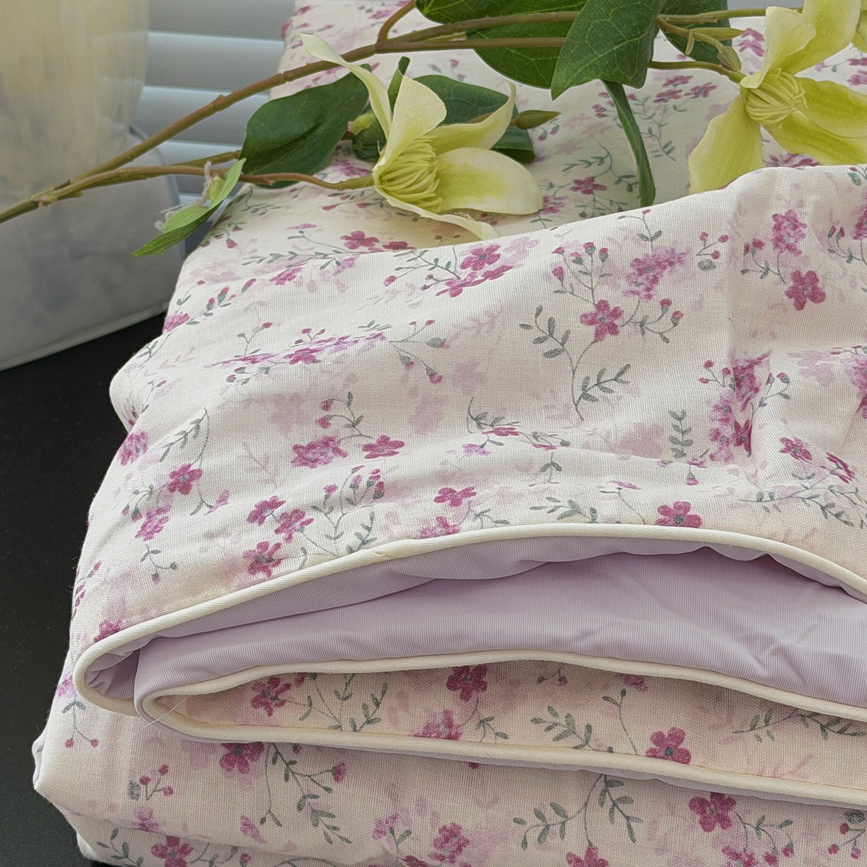 91家纺网 家纺一手货源 找家纺 佰织鑫家居 2026新款全棉双层纱锦氨凉感夏凉被空调被 青禾