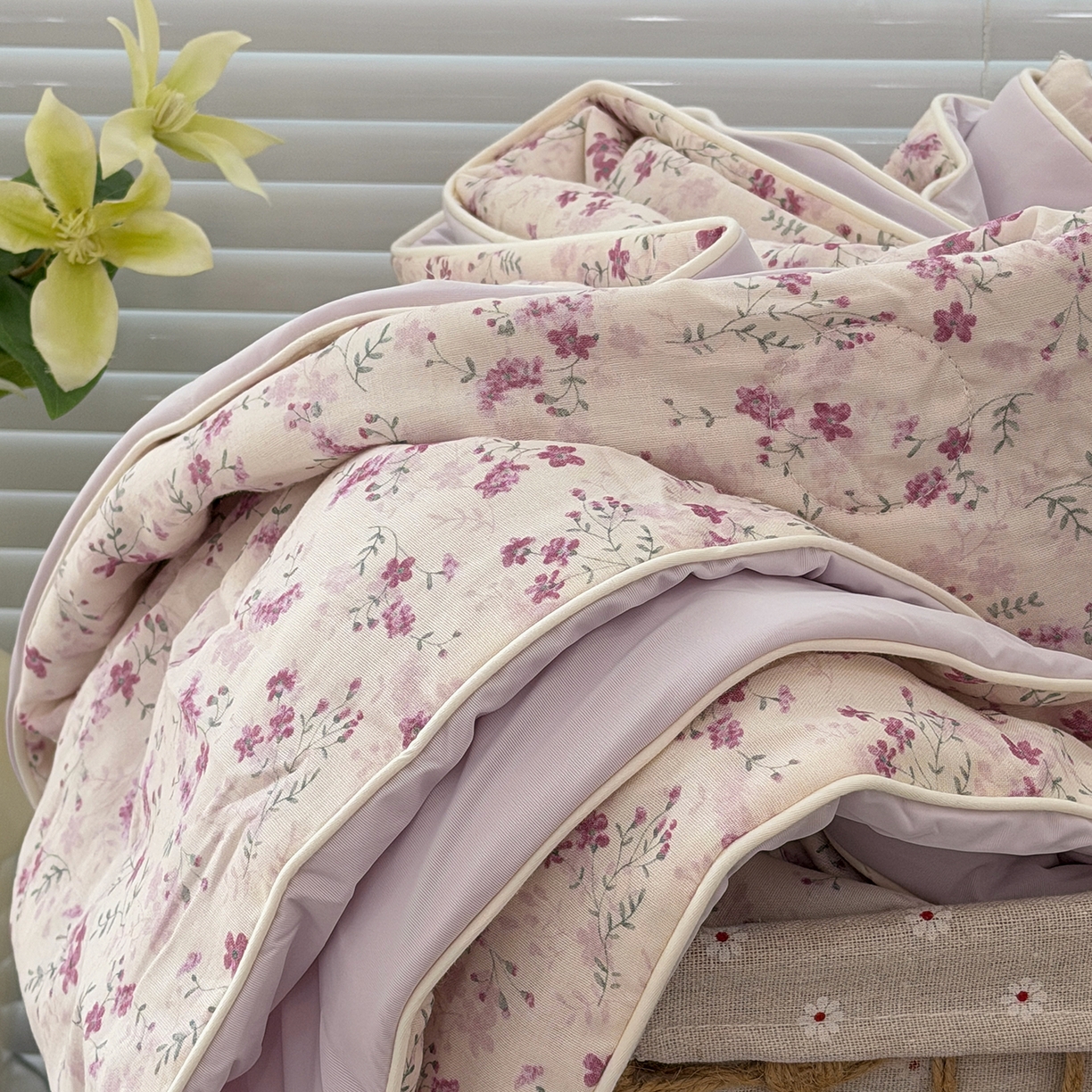 91家纺网 家纺一手货源 找家纺 佰织鑫家居 2026新款全棉双层纱锦氨凉感夏凉被空调被 青禾