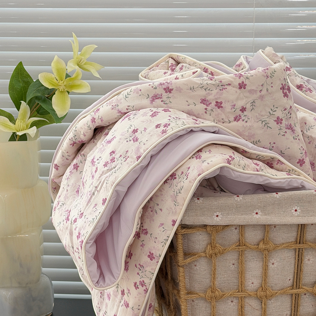 91家纺网 家纺一手货源 找家纺 佰织鑫家居 2026新款全棉双层纱锦氨凉感夏凉被空调被 青禾