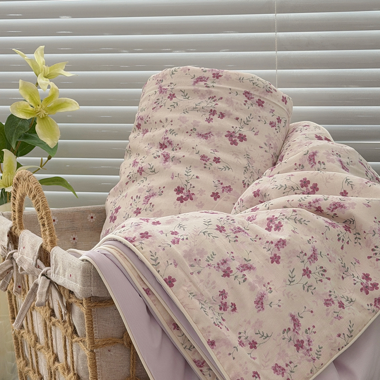 91家纺网 家纺一手货源 找家纺 佰织鑫家居 2026新款全棉双层纱锦氨凉感夏凉被空调被 青禾