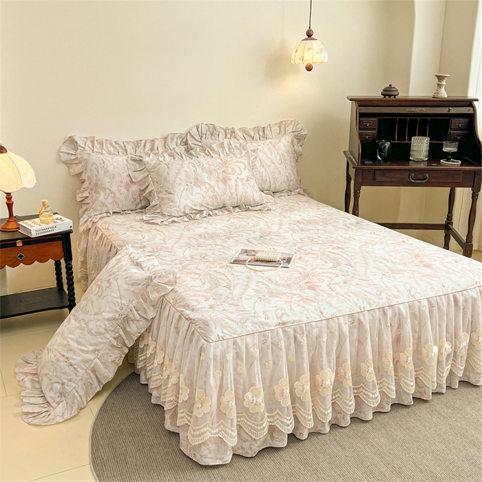 91家纺网 家纺一手货源 找家纺 宜凡家纺 2026新款全棉数码印花单层床裙②号系列三件套 禾暮