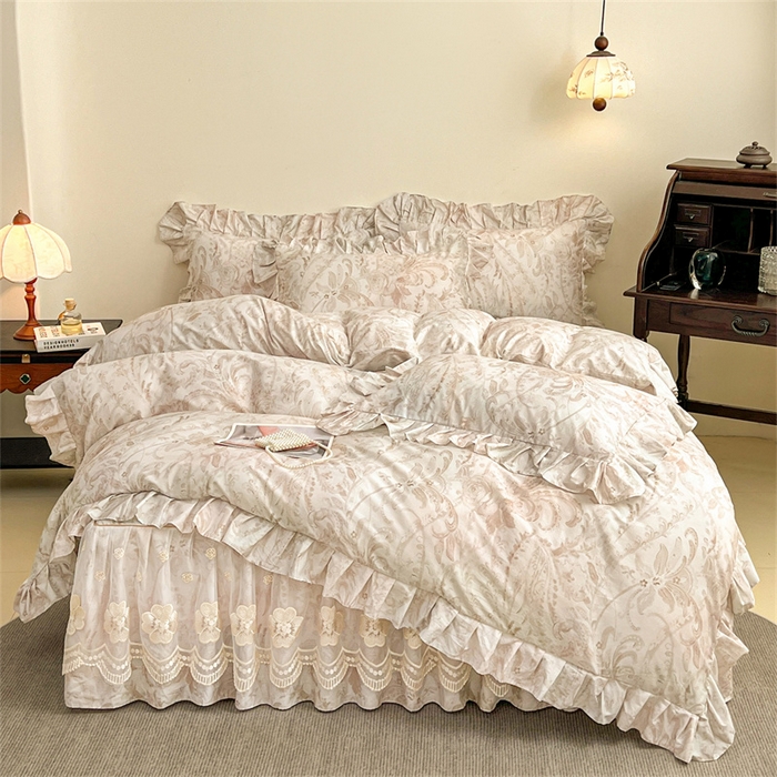 91家纺网 家纺一手货源 找家纺 宜凡家纺 2026新款全棉数码印花单层床裙②号系列三件套 禾暮