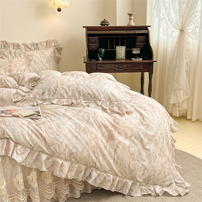 91家纺网 家纺一手货源 找家纺 宜凡家纺 2026新款全棉数码印花单层床裙②号系列三件套 禾暮