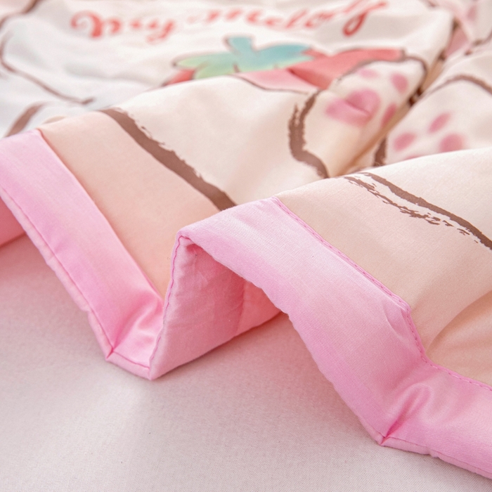 91家纺网 家纺一手货源 找家纺 乐秀家纺 2026新款三丽鸥大版全棉幼儿园空调被纯棉儿童夏凉被 花朵美乐蒂