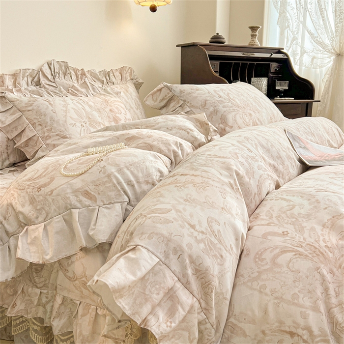 91家纺网 家纺一手货源 找家纺 宜凡家纺 2026新款全棉数码印花单层床裙②号系列三件套 禾暮