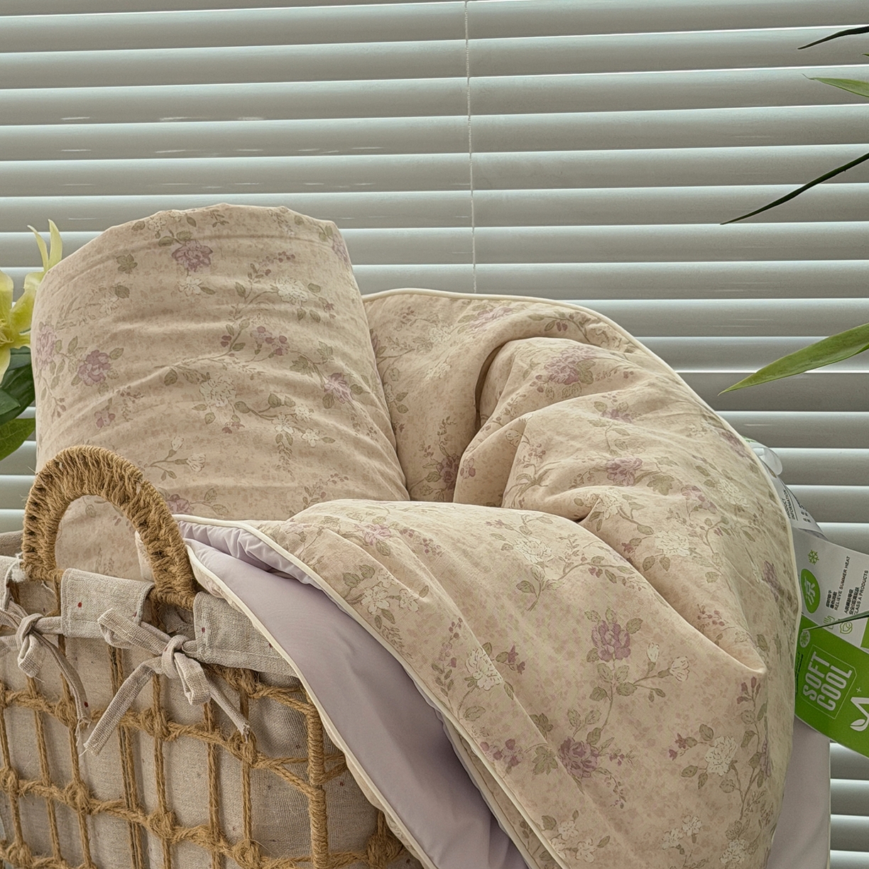 91家纺网 家纺一手货源 找家纺 佰织鑫家居 2026新款全棉双层纱锦氨凉感夏凉被空调被 晚香