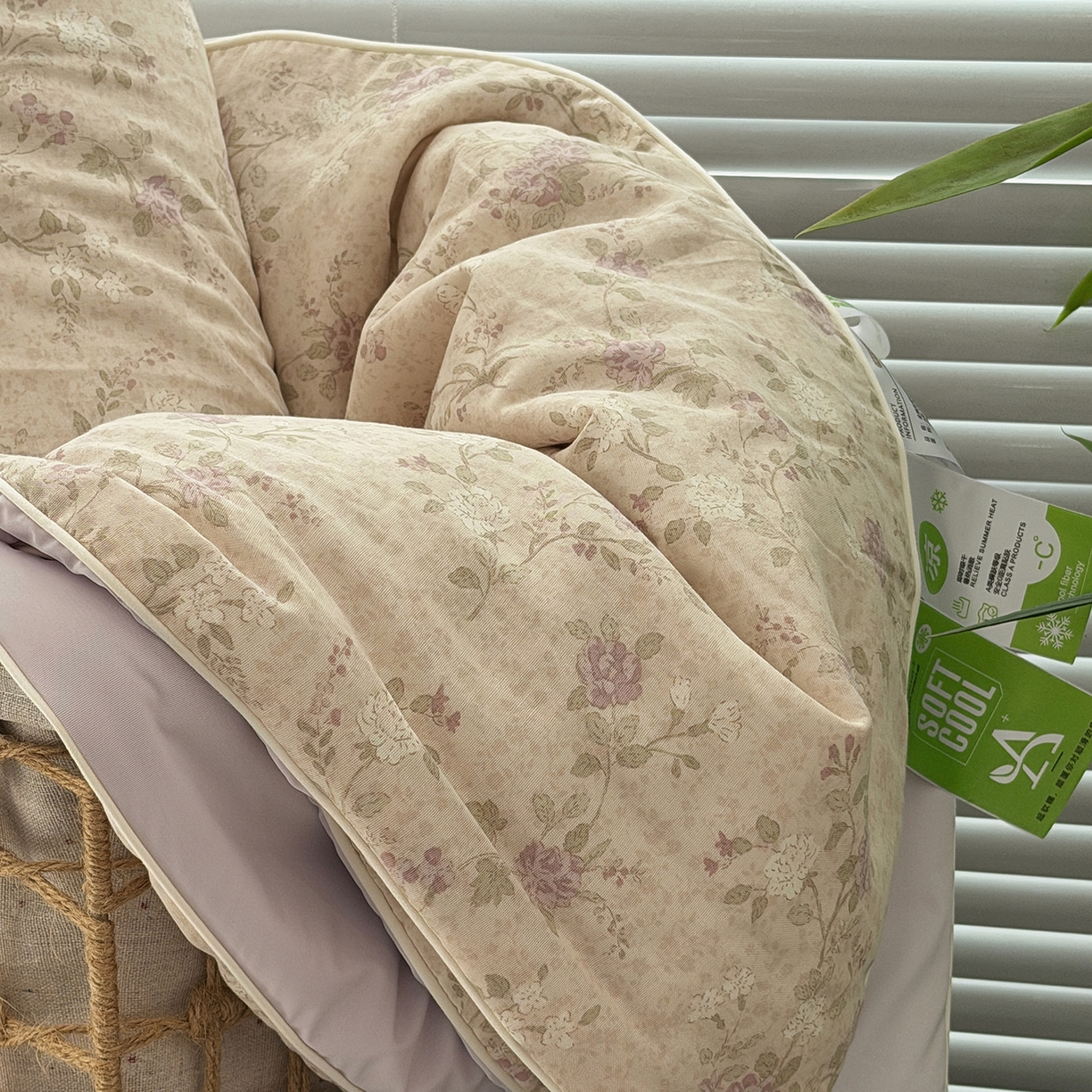 91家纺网 家纺一手货源 找家纺 佰织鑫家居 2026新款全棉双层纱锦氨凉感夏凉被空调被 晚香