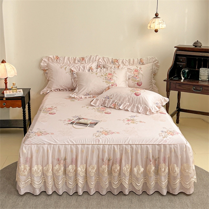 91家纺网 家纺一手货源 找家纺 宜凡家纺 2026新款全棉数码印花单层床裙②号系列三件套 澜晚