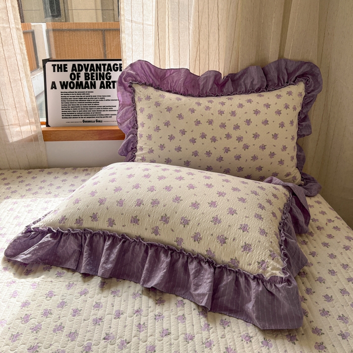 91家纺网 家纺一手货源 找家纺 梵希雅 2026新款床盖款花边夏被四件套 芋泥花束