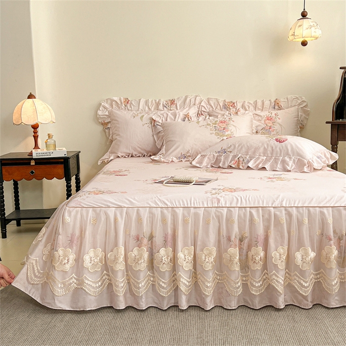 91家纺网 家纺一手货源 找家纺 宜凡家纺 2026新款全棉数码印花单层床裙②号系列三件套 澜晚