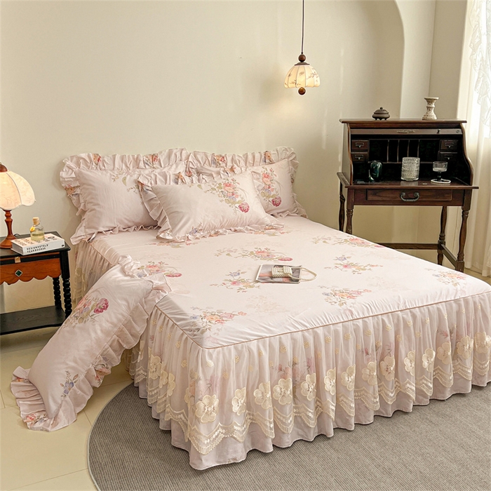 91家纺网 家纺一手货源 找家纺 宜凡家纺 2026新款全棉数码印花单层床裙②号系列三件套 澜晚