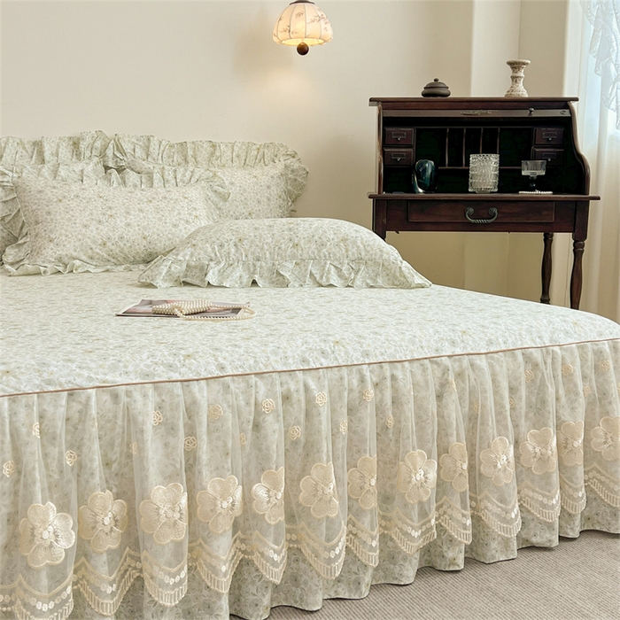 91家纺网 家纺一手货源 找家纺 宜凡家纺 2026新款全棉数码印花单层床裙②号系列三件套 茜野