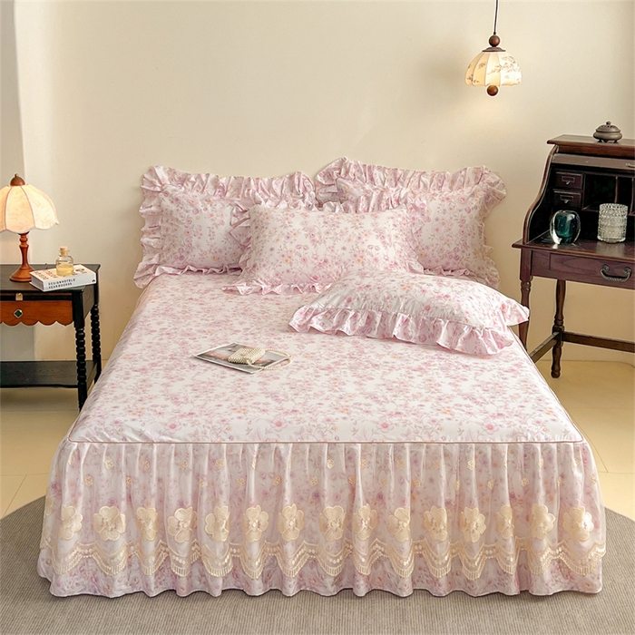 91家纺网 家纺一手货源 找家纺 宜凡家纺 2026新款全棉数码印花单层床裙②号系列三件套 恬静