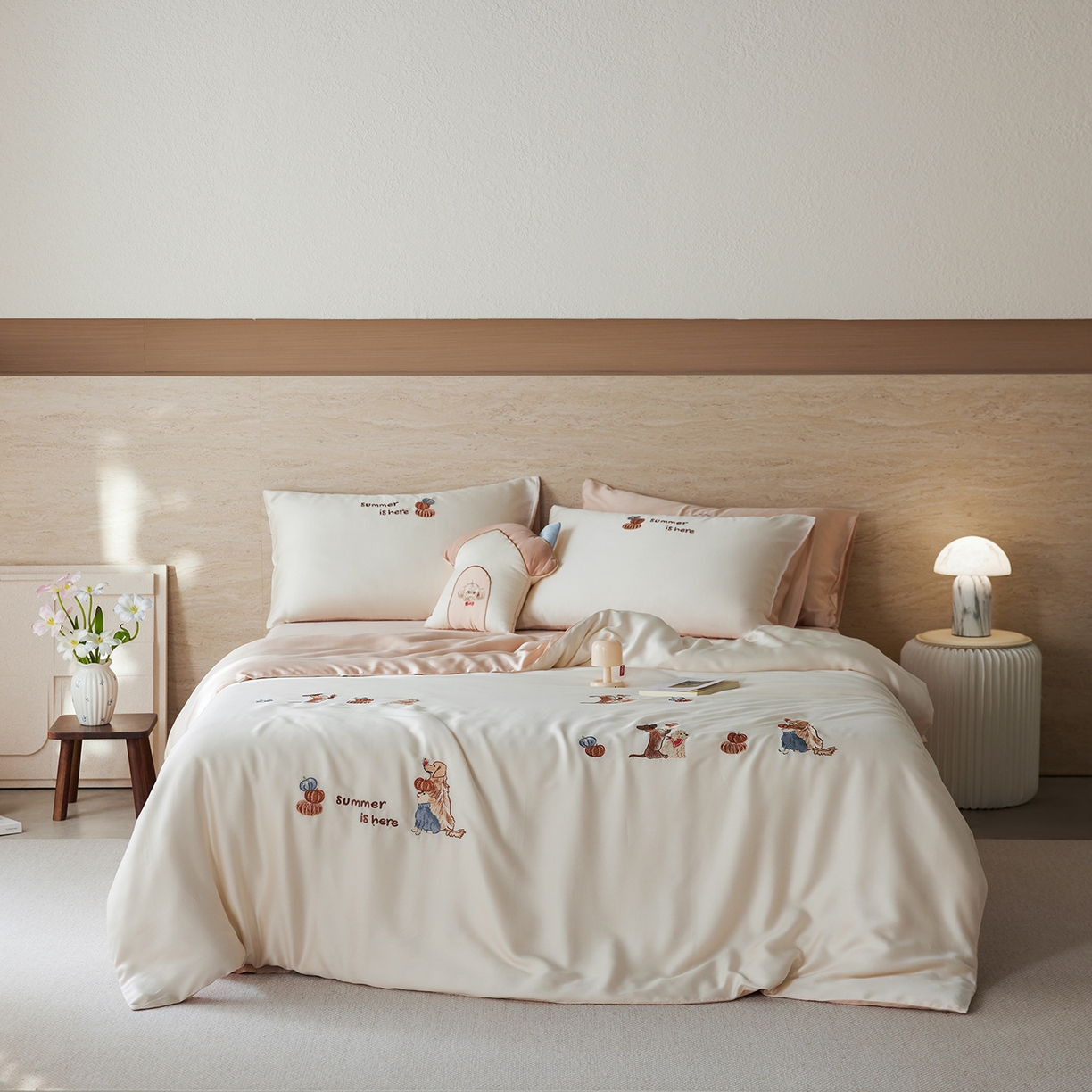 风向标家纺 2026新款兰精天丝绣花四件套-萌宠系列 南瓜夏语