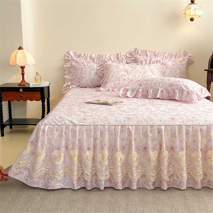 91家纺网 家纺一手货源 找家纺 宜凡家纺 2026新款全棉数码印花单层床裙②号系列三件套 恬静