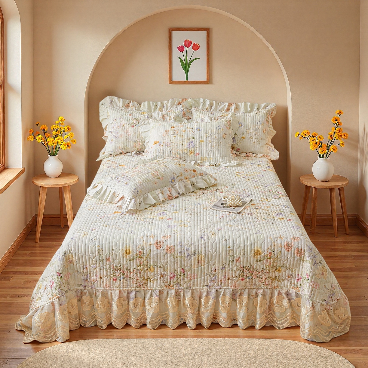 91家纺网 家纺一手货源 找家纺 宜凡家纺 2026新款全棉数码印花床盖②号系列四件套 春旭