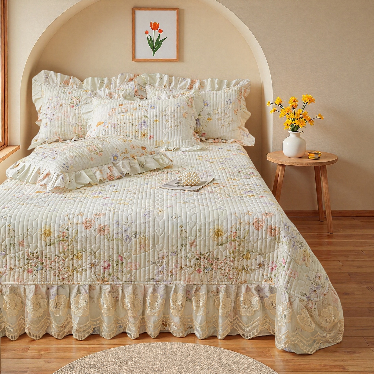 91家纺网 家纺一手货源 找家纺 宜凡家纺 2026新款全棉数码印花床盖②号系列四件套 春旭