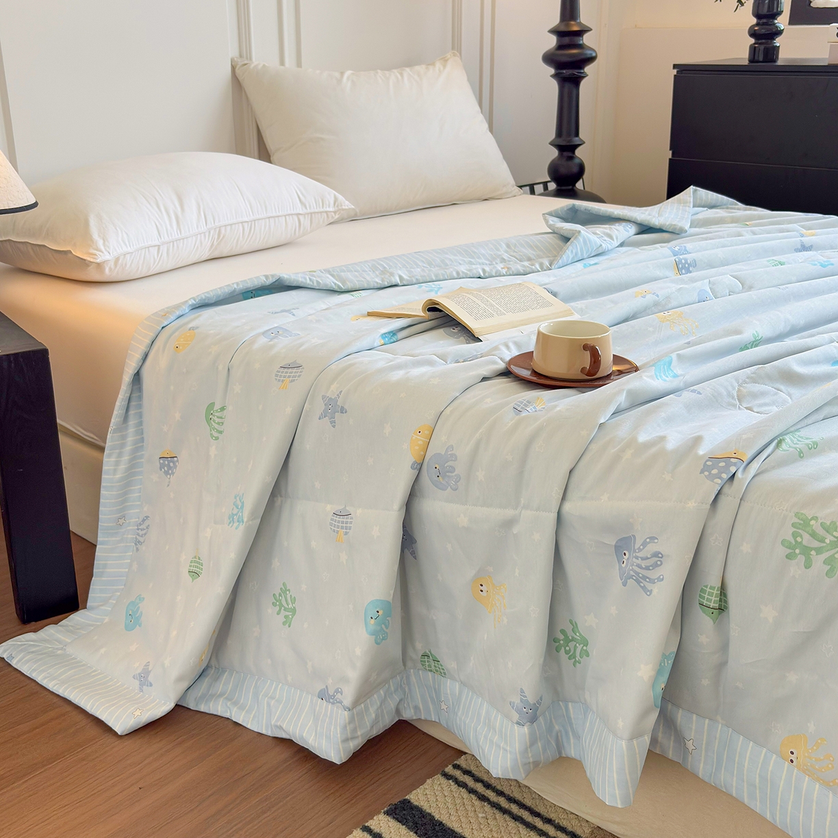 91家纺网 家纺一手货源 找家纺 宜梦家居 （全网最低价）2026新款亲肤新疆棉印花夏被系列 海底公园
