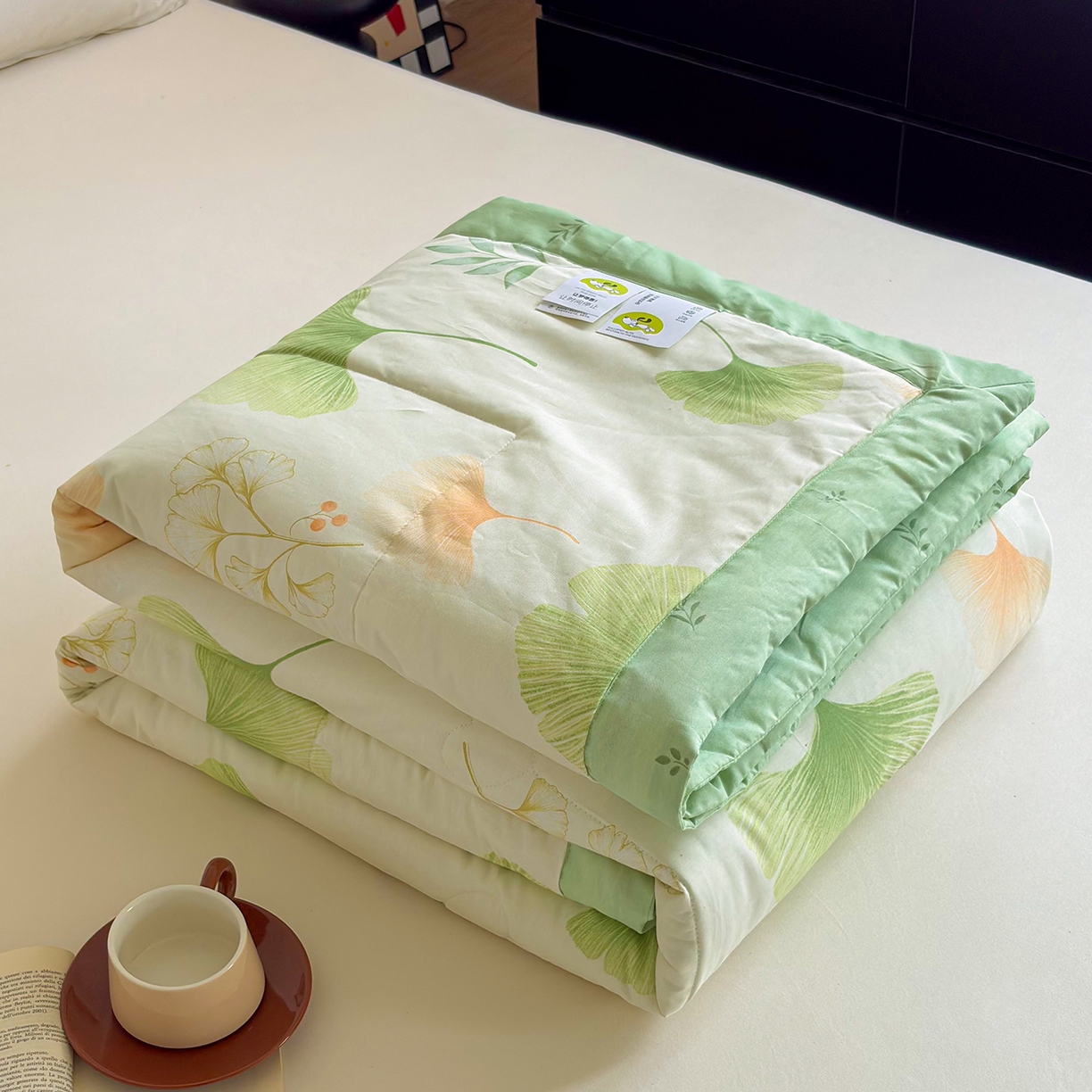 91家纺网 家纺一手货源 找家纺 宜梦家居 （全网最低价）2026新款亲肤新疆棉印花夏被系列 青绿银叶