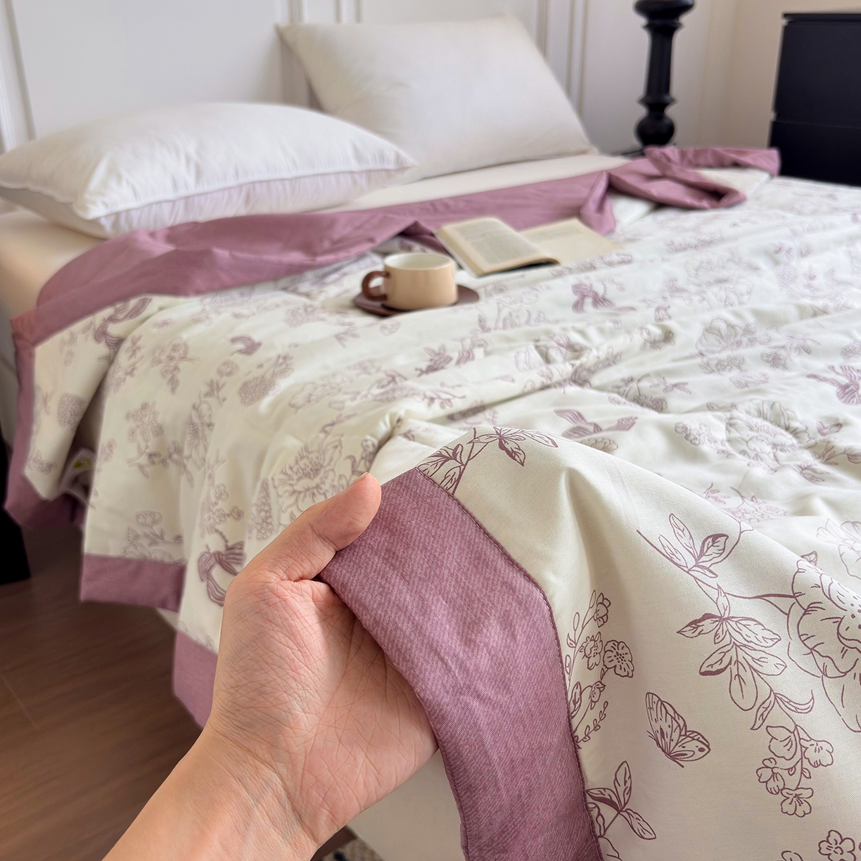 91家纺网 家纺一手货源 找家纺 宜梦家居 （全网最低价）2026新款亲肤新疆棉印花夏被系列 简影花梦