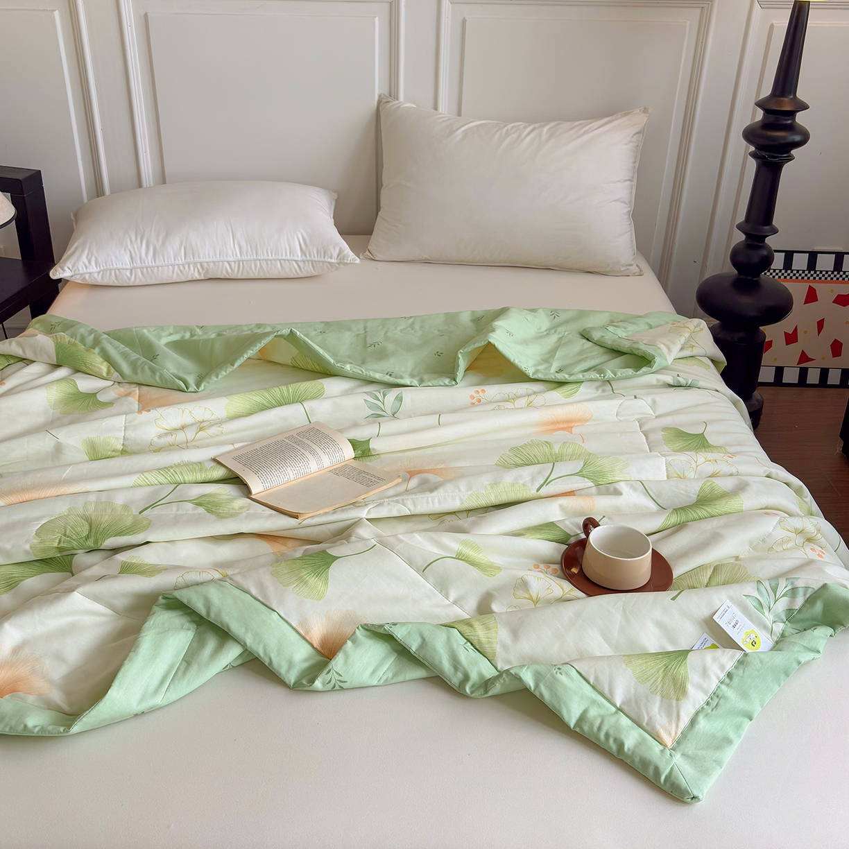 91家纺网 家纺一手货源 找家纺 宜梦家居 （全网最低价）2026新款亲肤新疆棉印花夏被系列 青绿银叶