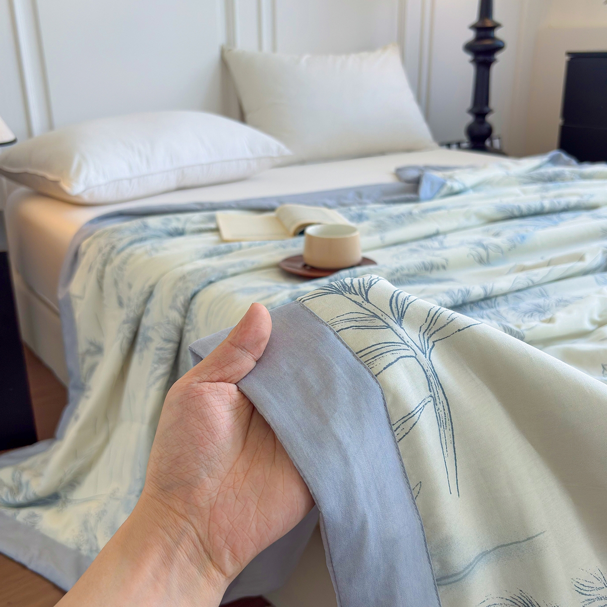 91家纺网 家纺一手货源 找家纺 宜梦家居 （全网最低价）2026新款亲肤新疆棉印花夏被系列 北海树影