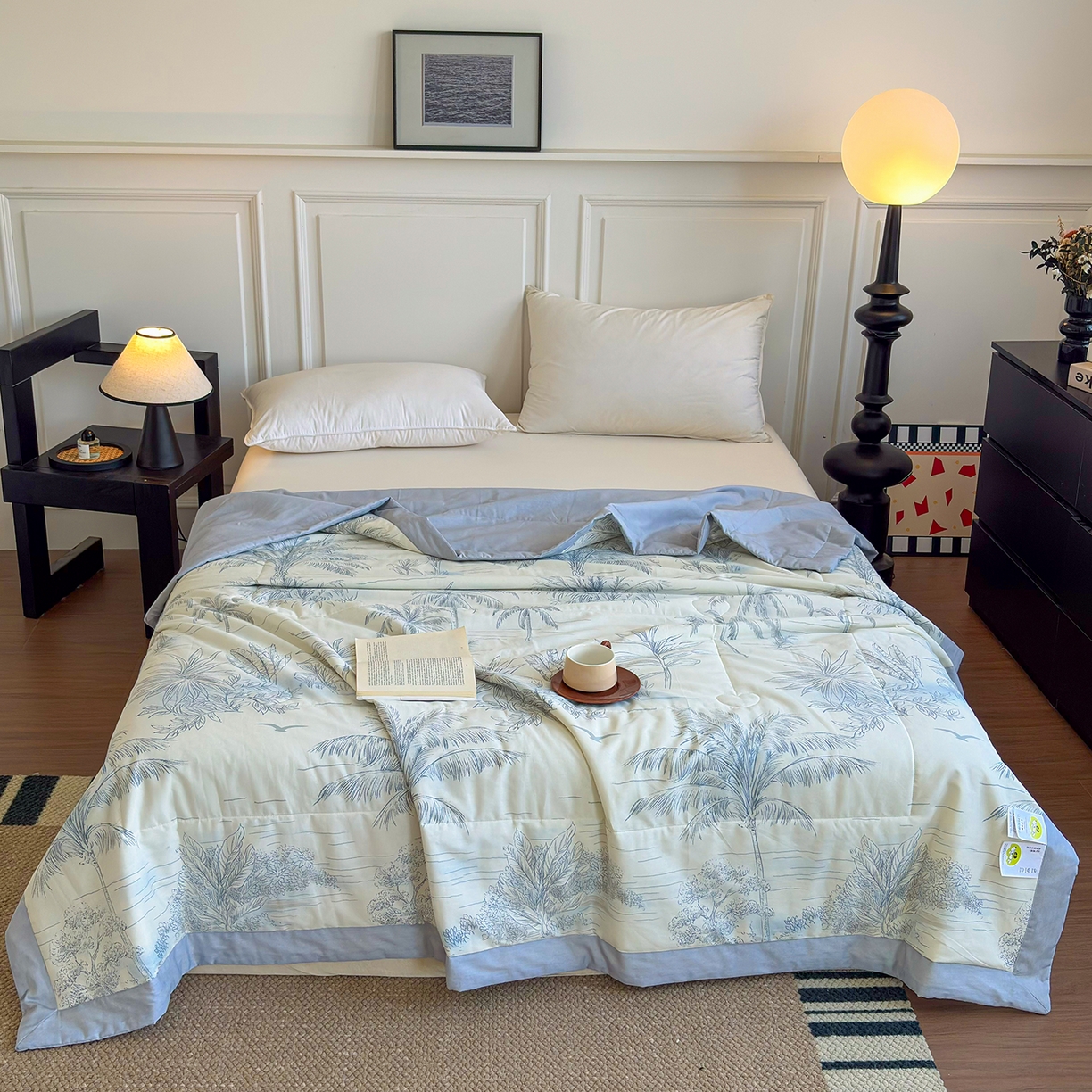 91家纺网 家纺一手货源 找家纺 宜梦家居 （全网最低价）2026新款亲肤新疆棉印花夏被系列 北海树影