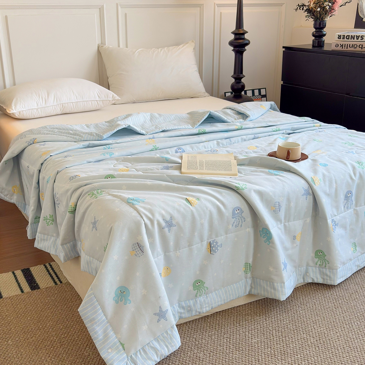 91家纺网 家纺一手货源 找家纺 宜梦家居 （全网最低价）2026新款亲肤新疆棉印花夏被系列 海底公园