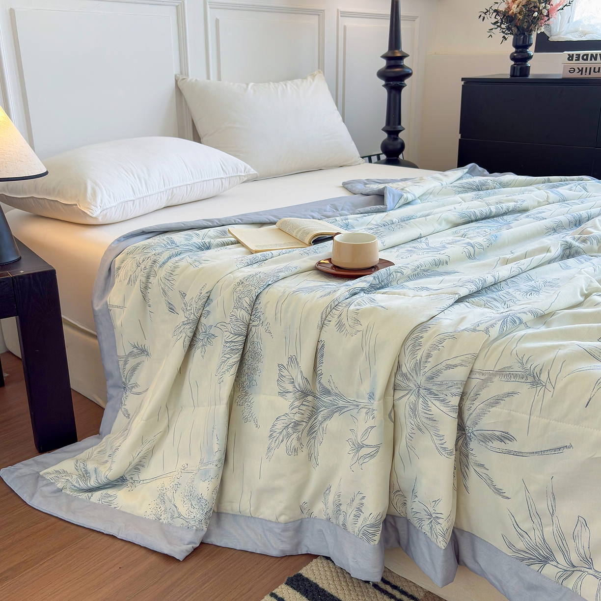 91家纺网 家纺一手货源 找家纺 宜梦家居 （全网最低价）2026新款亲肤新疆棉印花夏被系列 北海树影