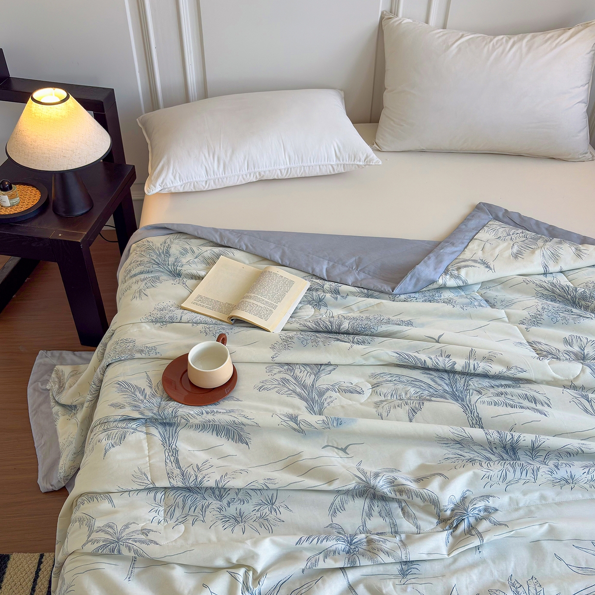 91家纺网 家纺一手货源 找家纺 宜梦家居 （全网最低价）2026新款亲肤新疆棉印花夏被系列 北海树影