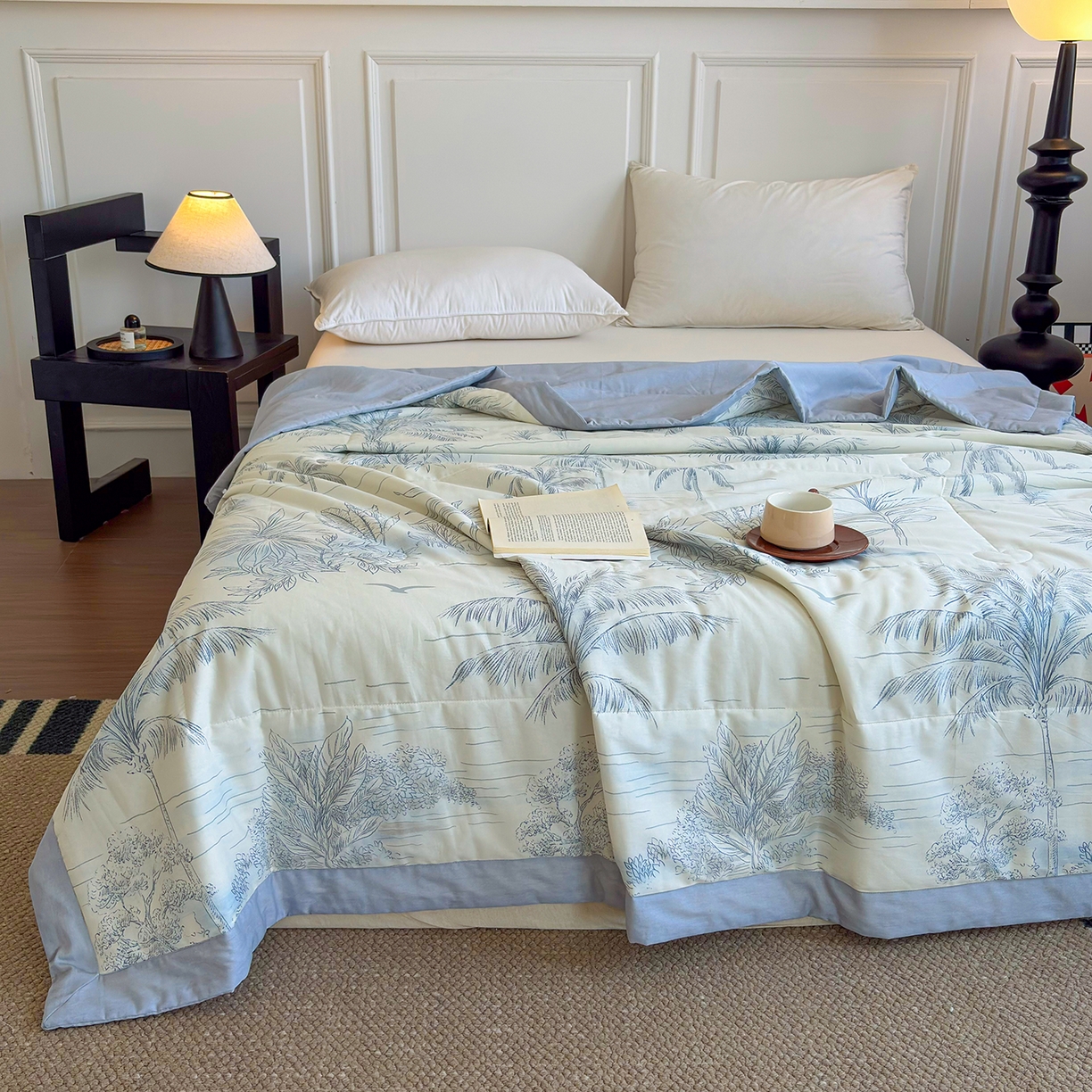 91家纺网 家纺一手货源 找家纺 宜梦家居 （全网最低价）2026新款亲肤新疆棉印花夏被系列 北海树影