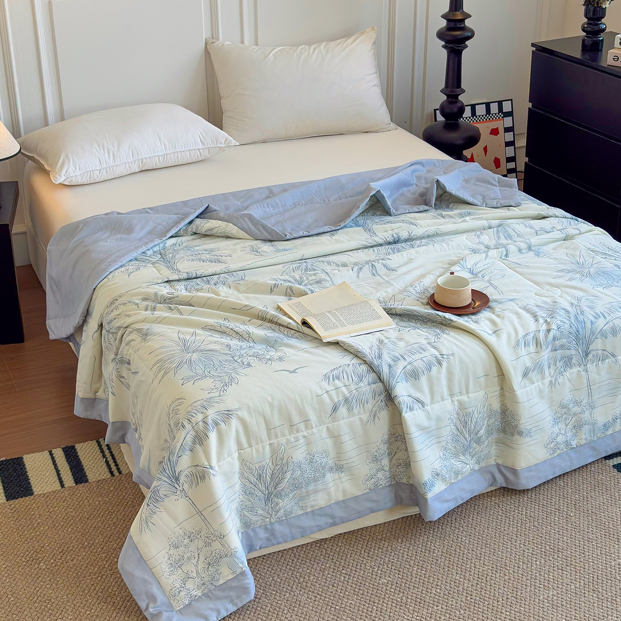 91家纺网 家纺一手货源 找家纺 宜梦家居 （全网最低价）2026新款亲肤新疆棉印花夏被系列 北海树影