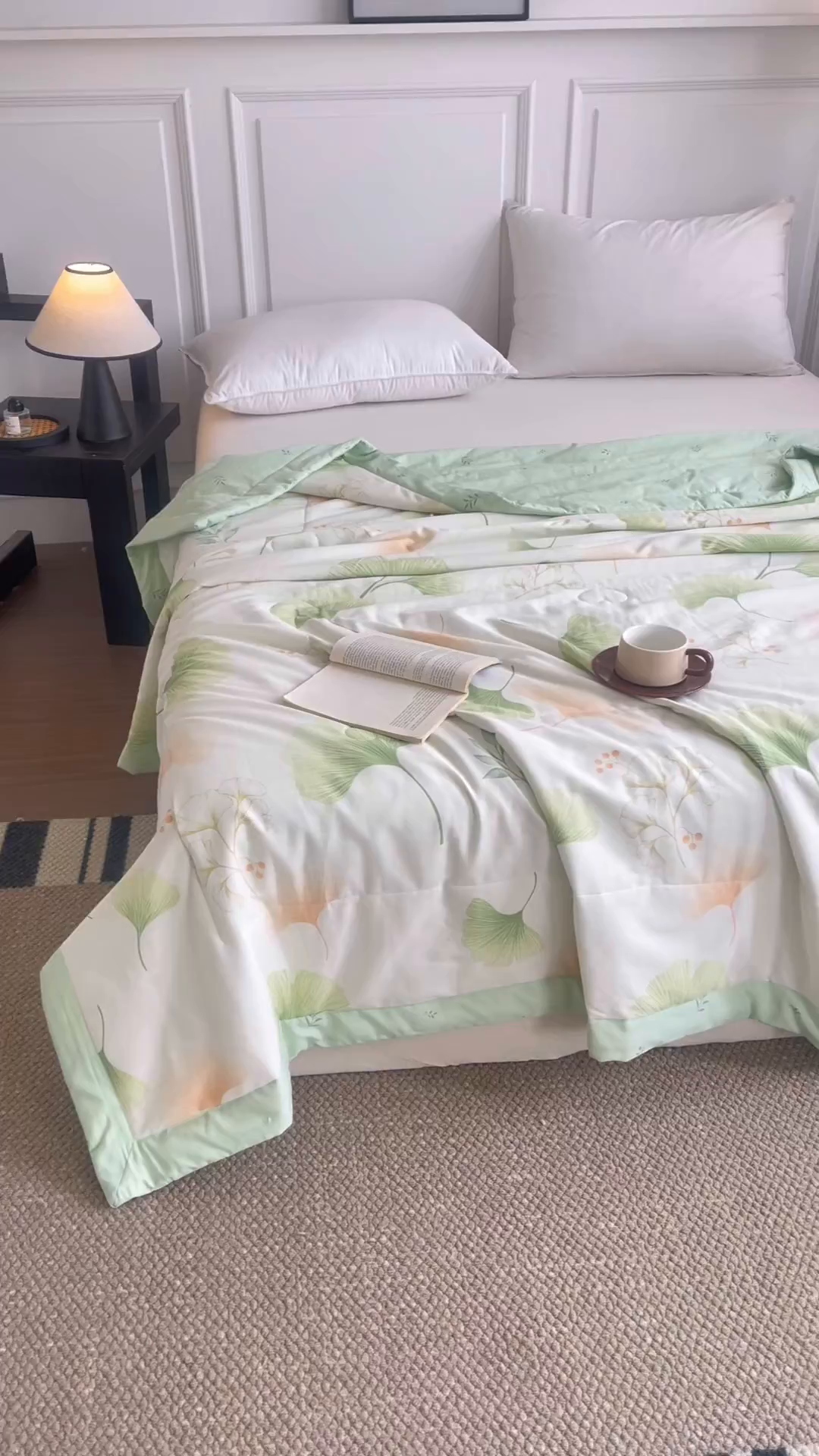 91家纺网 家纺一手货源 找家纺 宜梦家居 （全网最低价）2026新款亲肤新疆棉印花夏被系列 青绿银叶