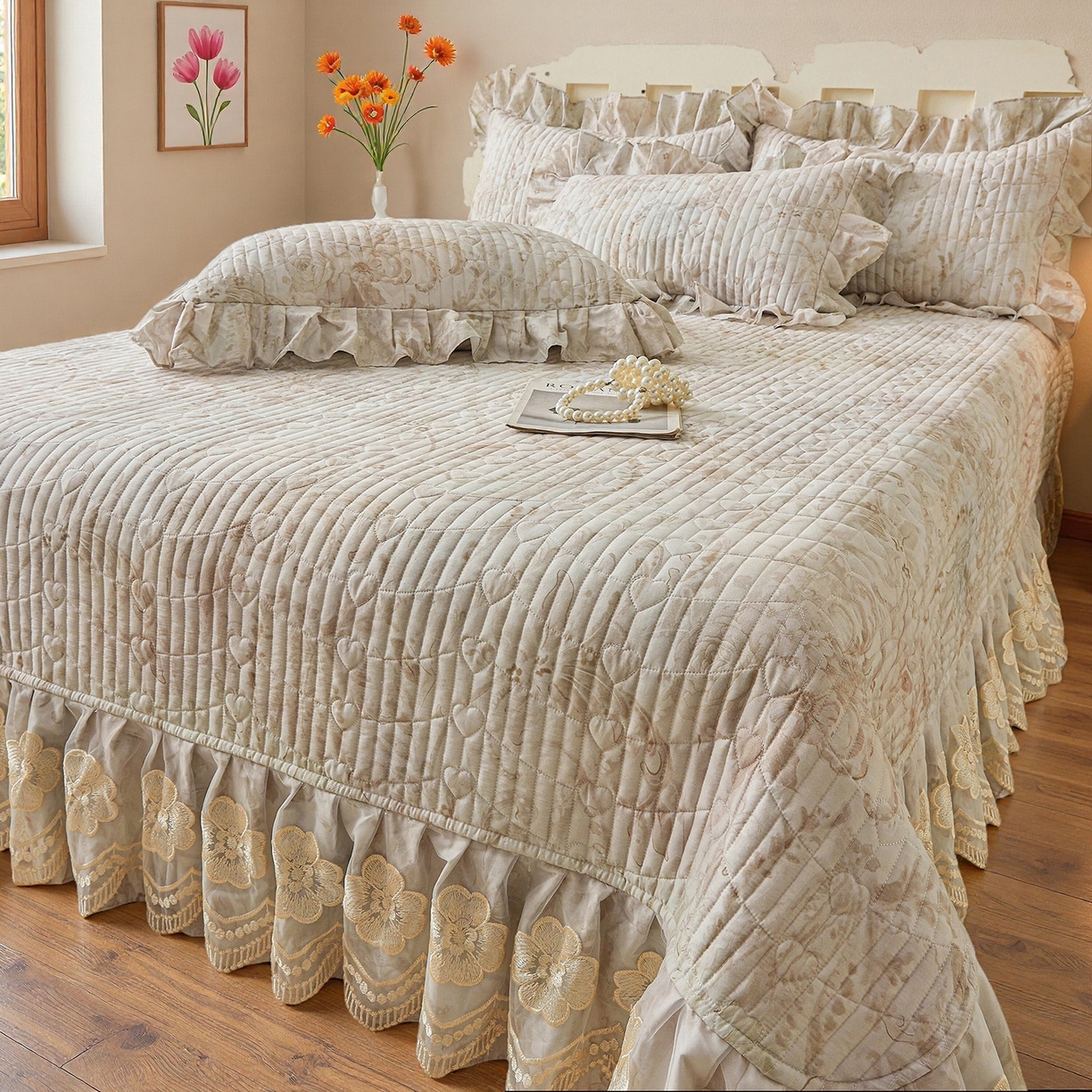 91家纺网 家纺一手货源 找家纺 宜凡家纺 2026新款全棉数码印花床盖②号系列四件套 禾暮