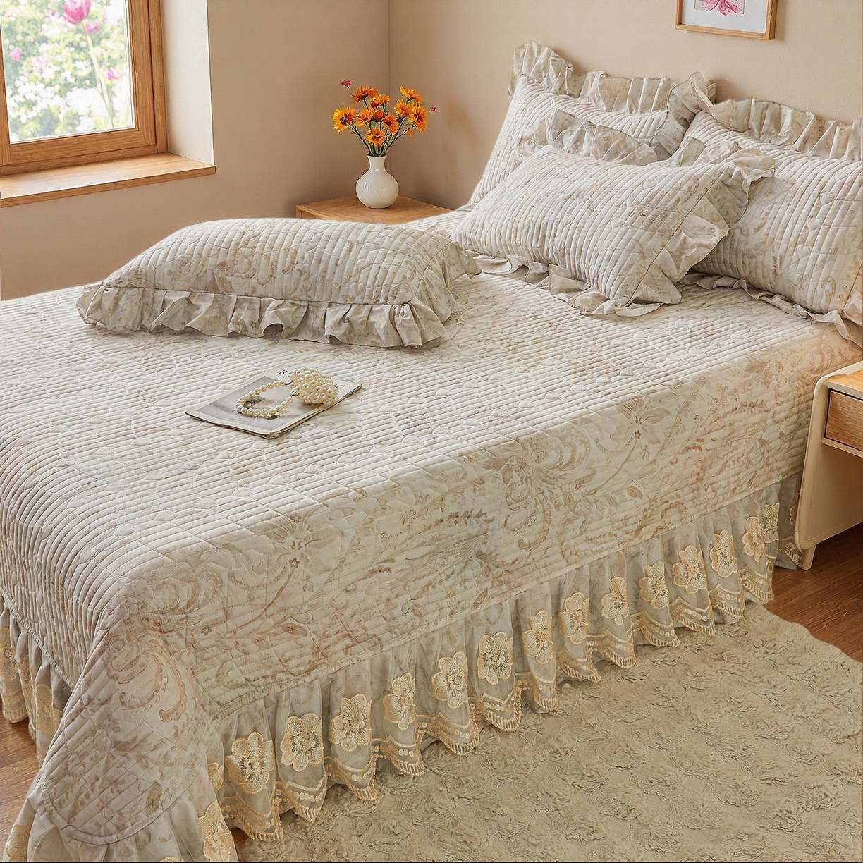 91家纺网 家纺一手货源 找家纺 宜凡家纺 2026新款全棉数码印花床盖②号系列四件套 禾暮